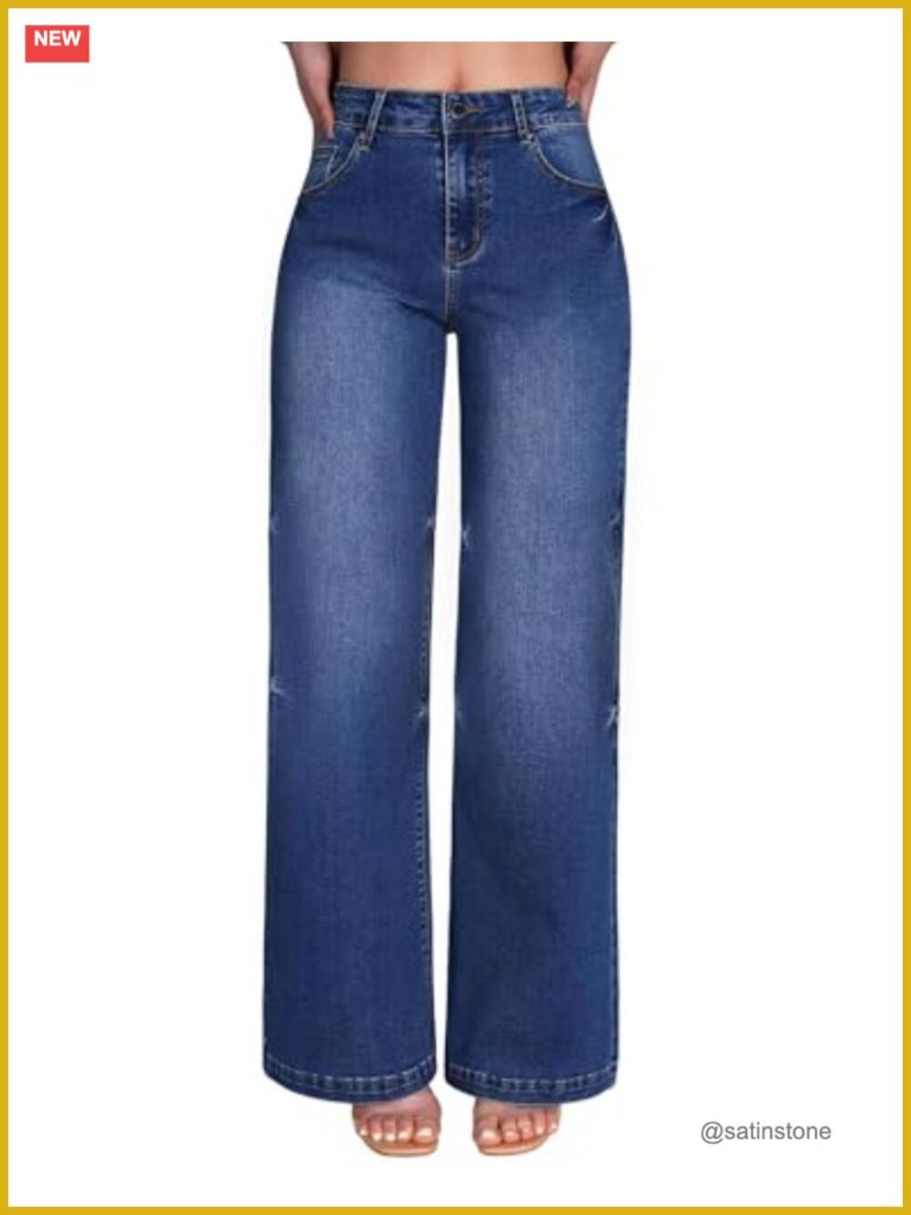 High Waisted Wide Leg Stretchy Denim Jeans